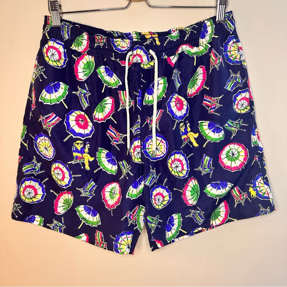 Polo Ralph Lauren Swim Trunks – Polo Bear & Beach Umbrella Print (M)